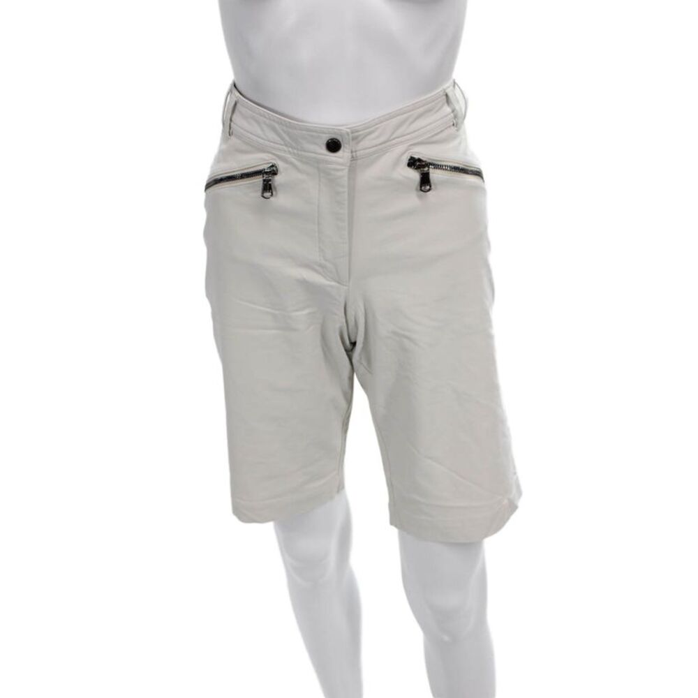 MDC Womens Bermuda Shorts Beige Button Polyamide Casual Size 40